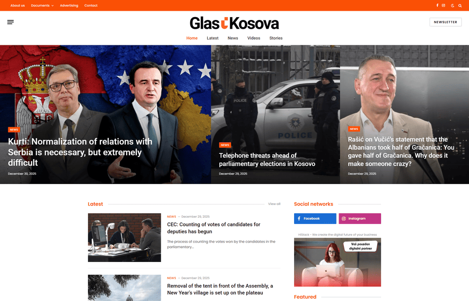 Glas Kosova Home Preview